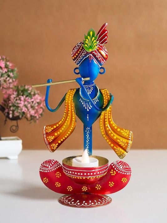 Blue red krishna idol